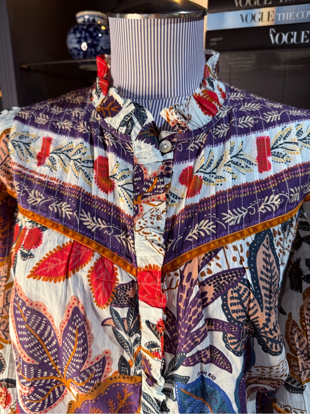 FARM Rio Tropical Print Cotton Blouse – Multicolor – Size XS - Picture 3 of 9
